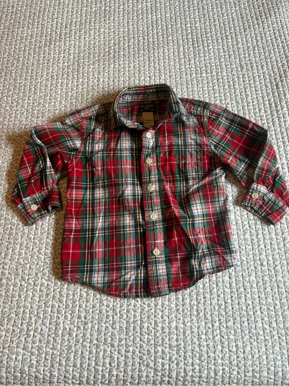 OshKosh B'gosh Plaid Button Down Long Sleeve Shirt 2 Toddler
